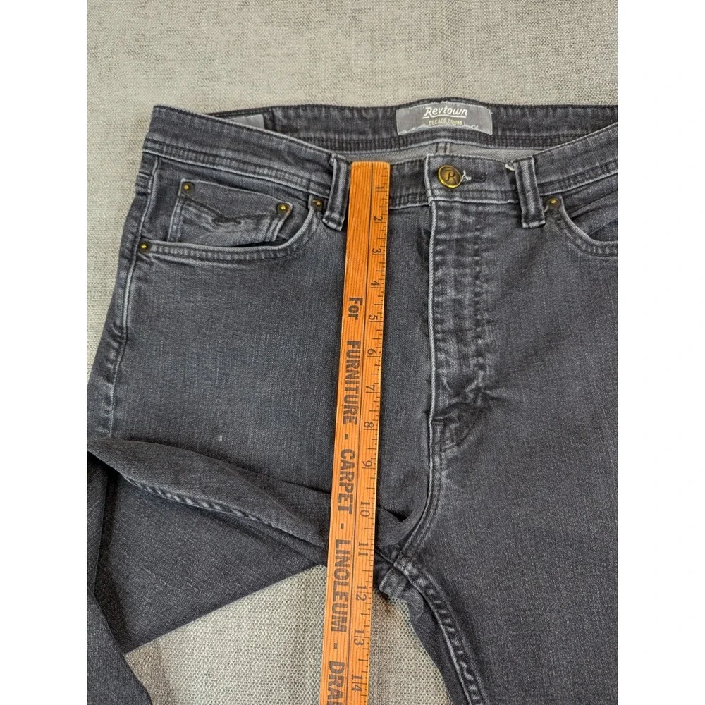 Revtown Jeans Mens 35x31 Black Taper Denim Stretch Medium Wash Pants - Picture 8 of 12